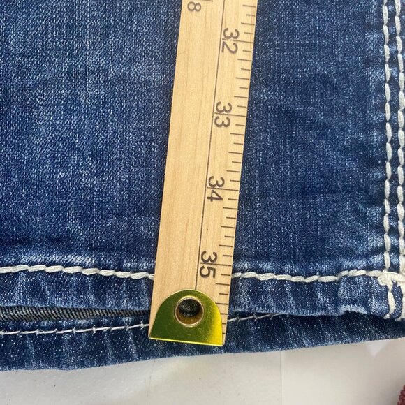 Rock & Roll Denim Riding Jeans Womens W36 L36 Mid Rise Boot Cut Thick Stitch Wes - Picture 10 of 12